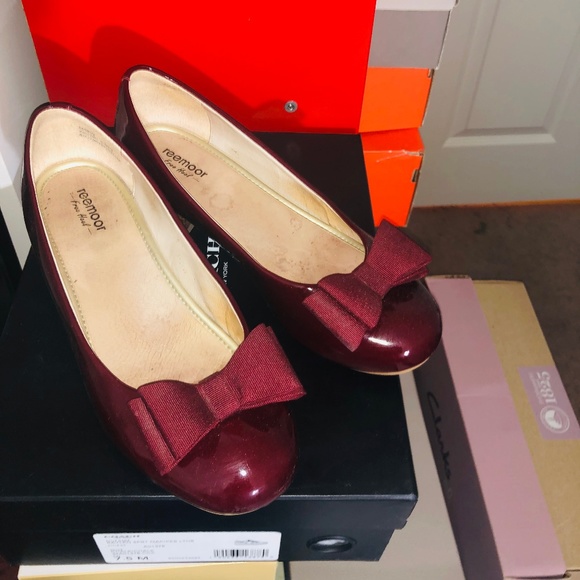 Bow ballet patent leather flats burgundy - Picture 1 of 3